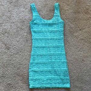 Chic Sleeveless Turquoise Mini Dress